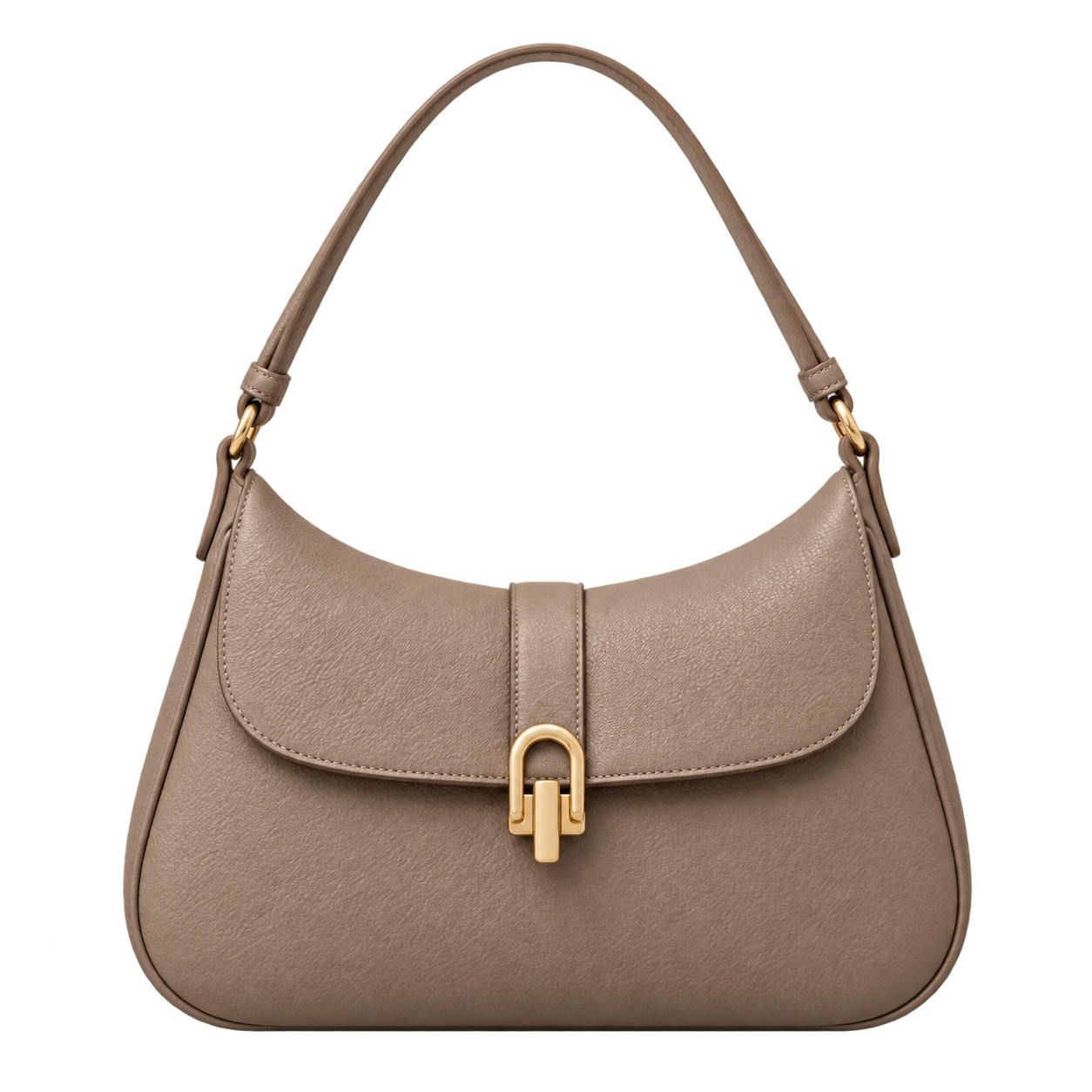 Taupe Arc shoulder bag, front view